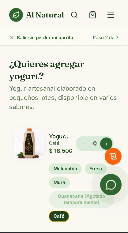 Experiencia de compra de Al Natural